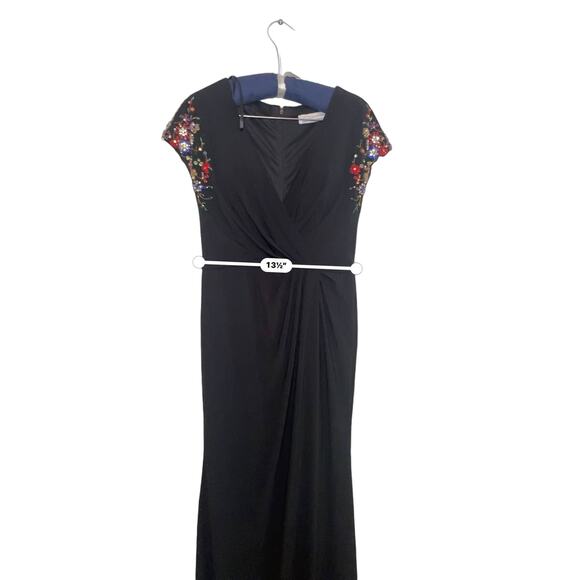 MAC DUGGAL EMBELLISHED SLEEVE JERSEY WRAP GOWN size 6 (S) - Picture 6 of 12